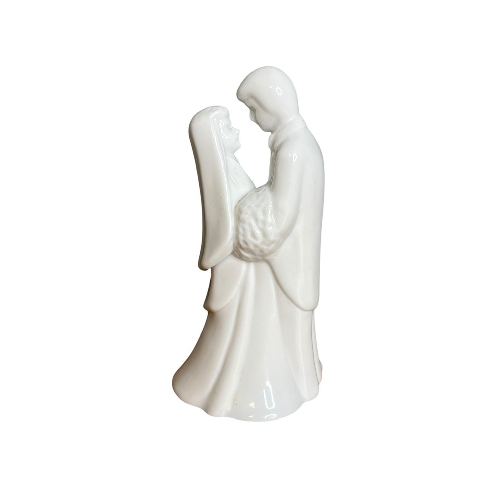Vintage Wilton Wedding Cake Topper 5"‎ Porcelain Bride Groom Figurine Simplistic